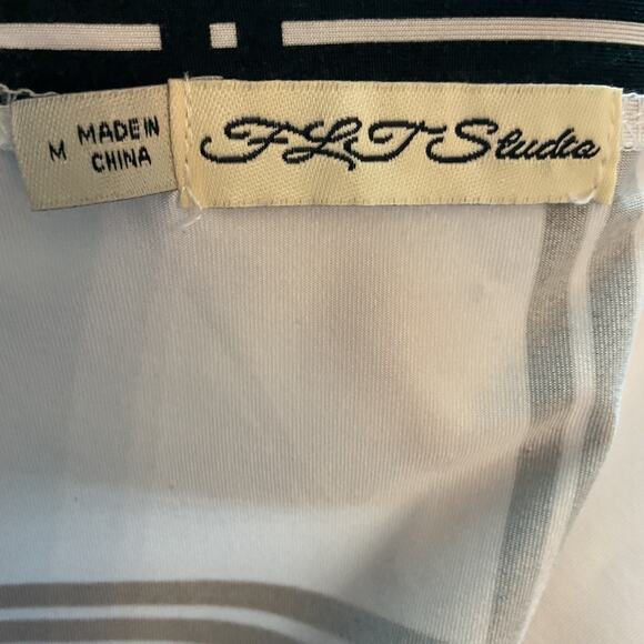 JLT Studio Black & white Cold Shoulder Casual Business Short Sleeve Top Sz M - Picture 4 of 7